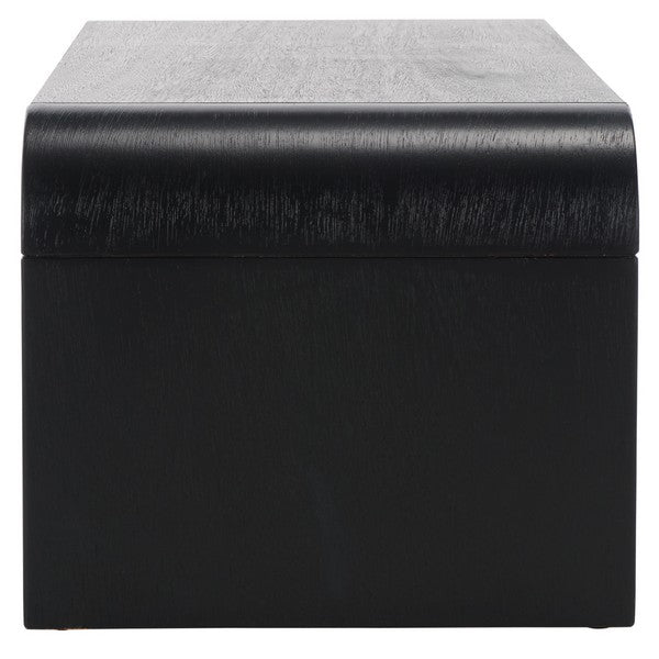 Black curved coffee table on a white background