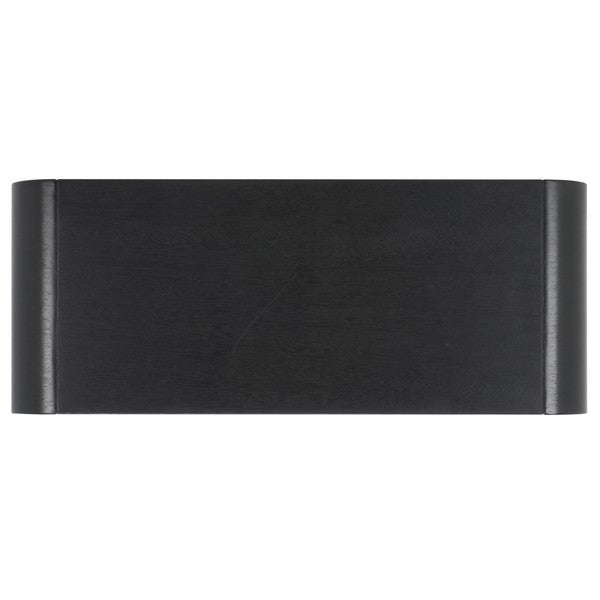 Black rectangular coffee table on a white background