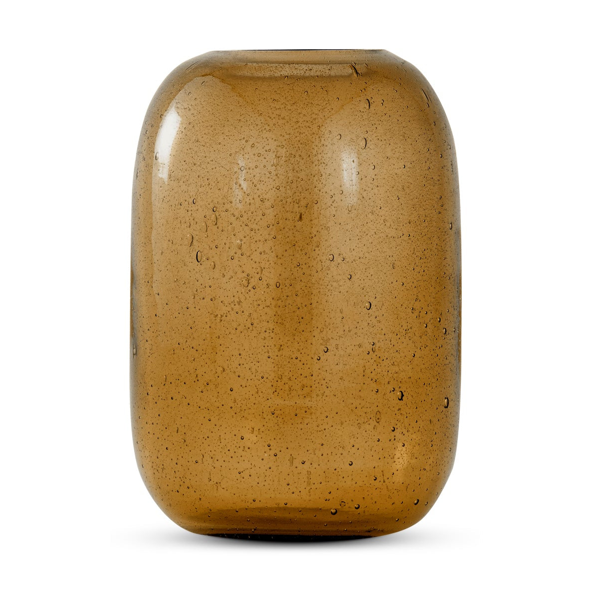 Brown, amber vase on a white background