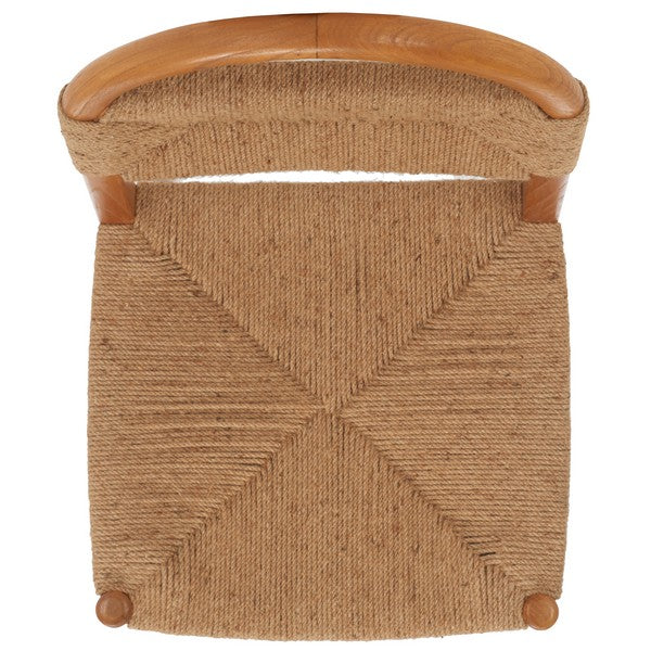 Wooden chair with woven seat and backrest on a white background