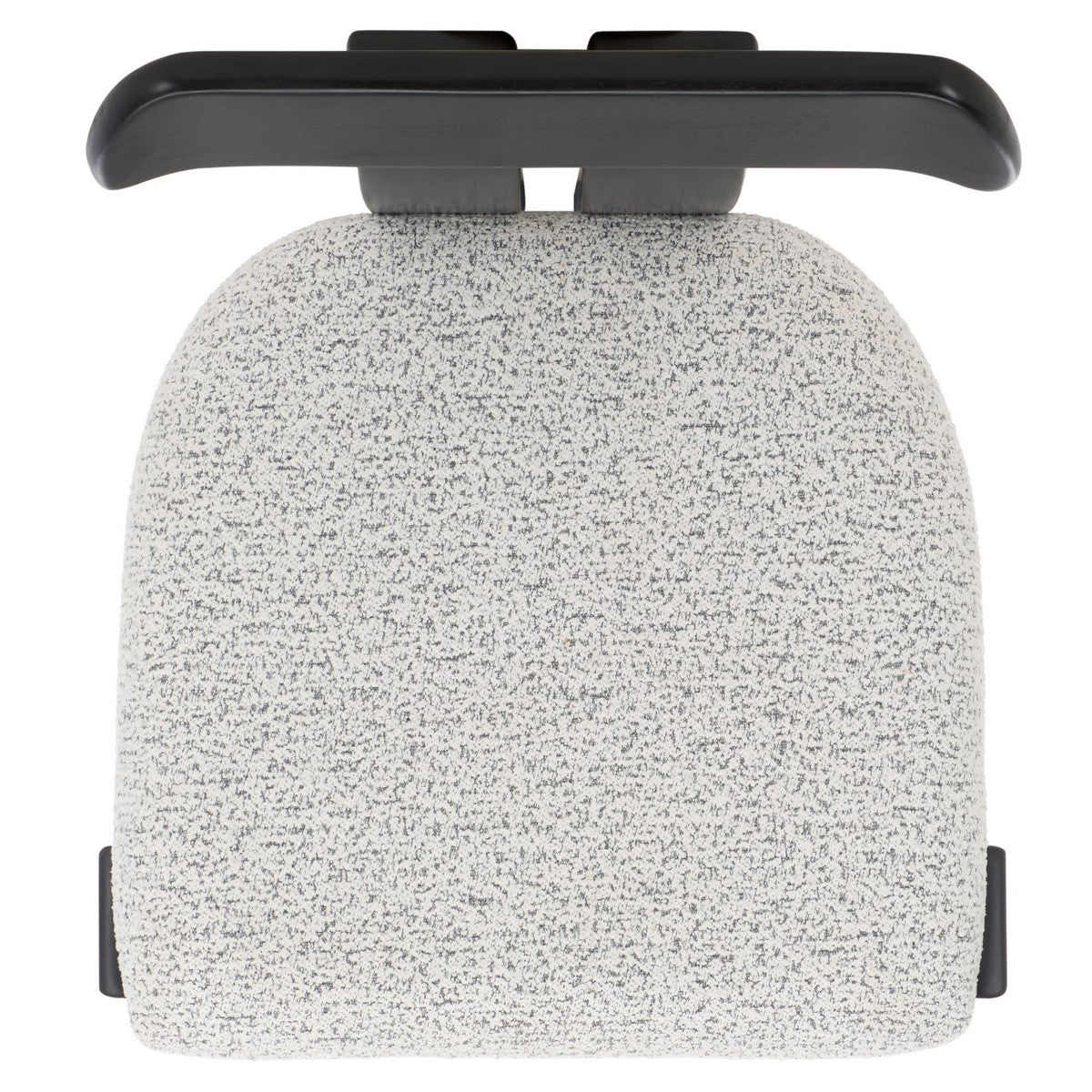 Black chair with a white cushioned seat on a white background