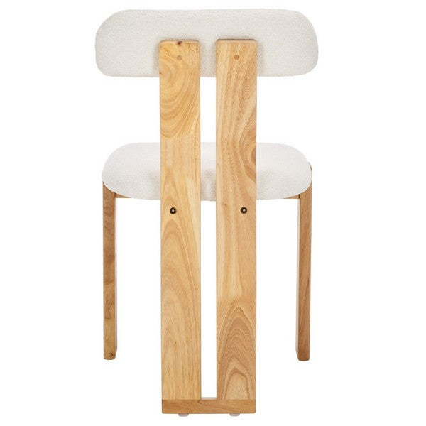 Wooden chair with white cushion on a white background