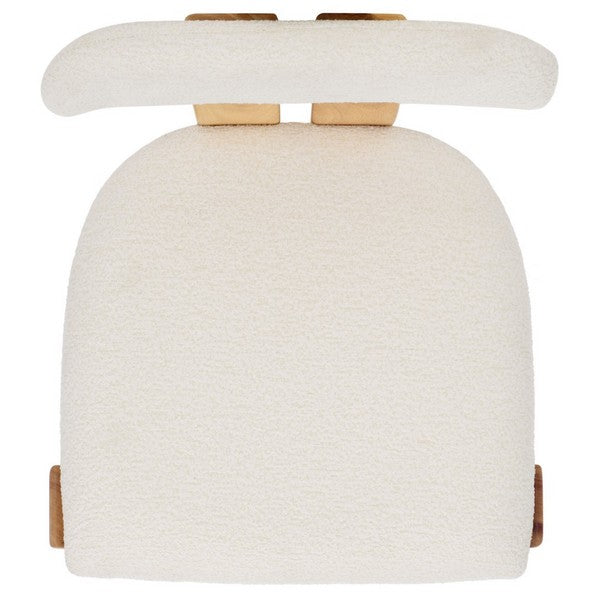 Wooden chair with white cushion on a white background