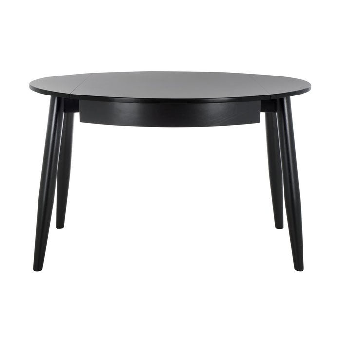 Round black table on a white background