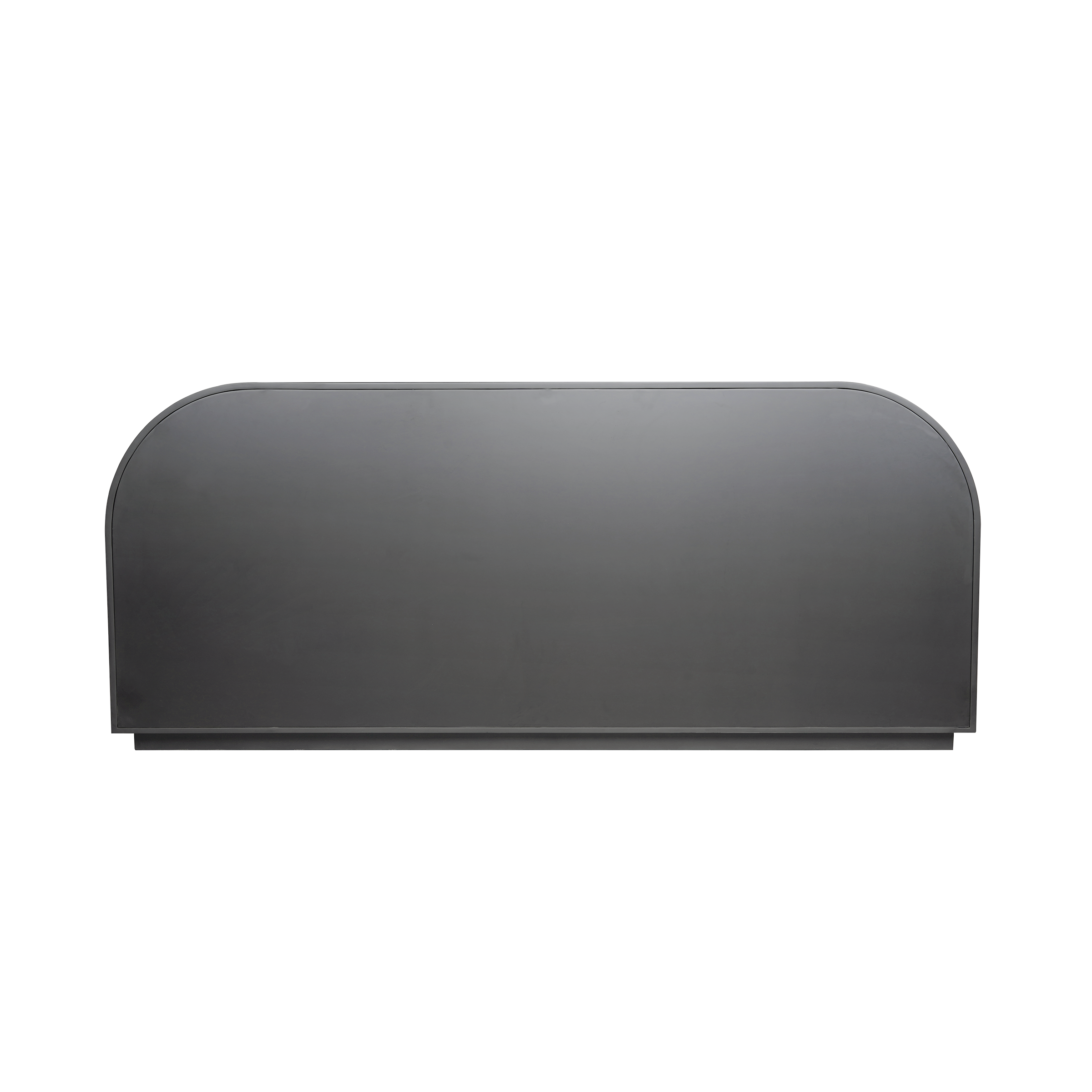 Back view of black sideboard on a white background