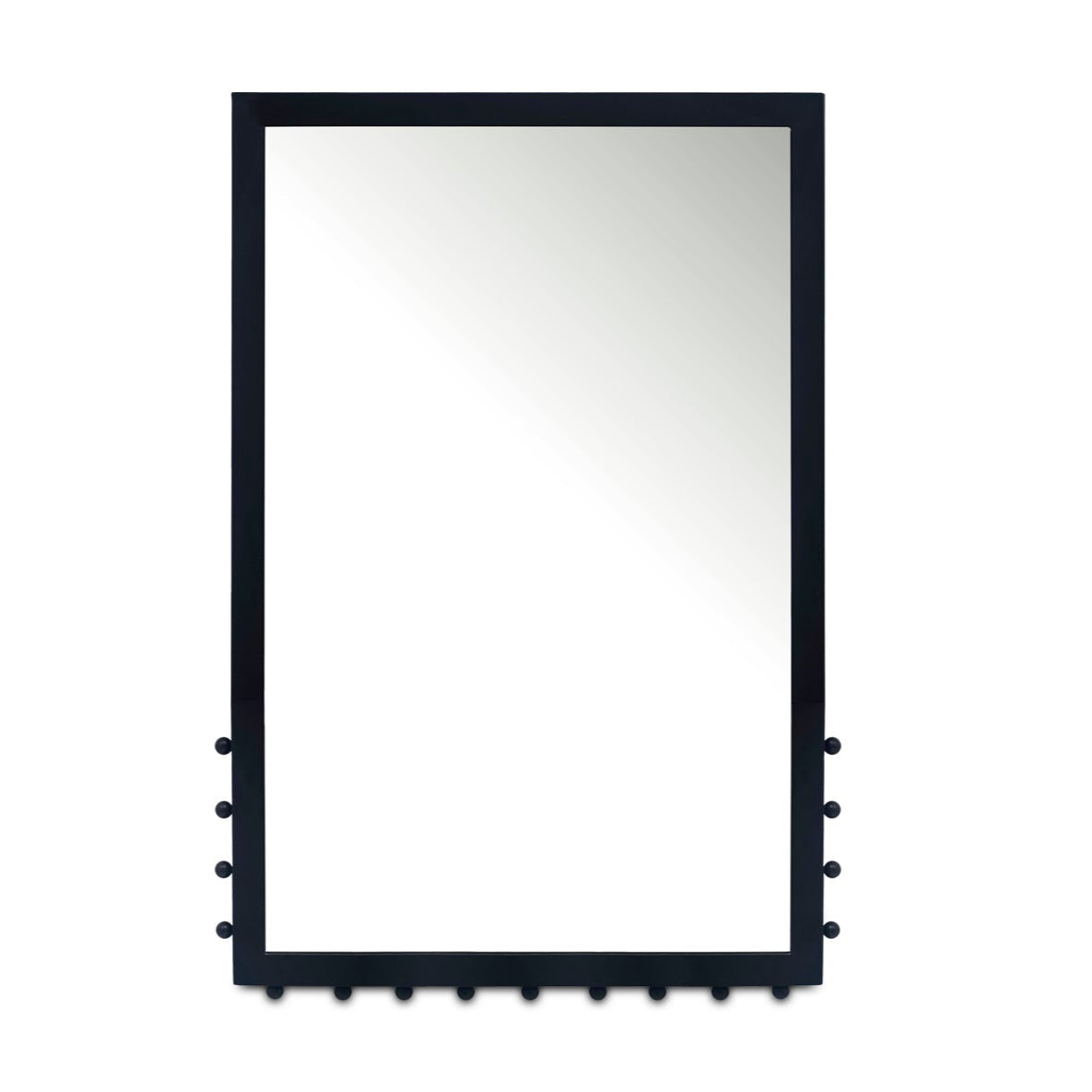 Rectangular mirror with a black frame on a white background
