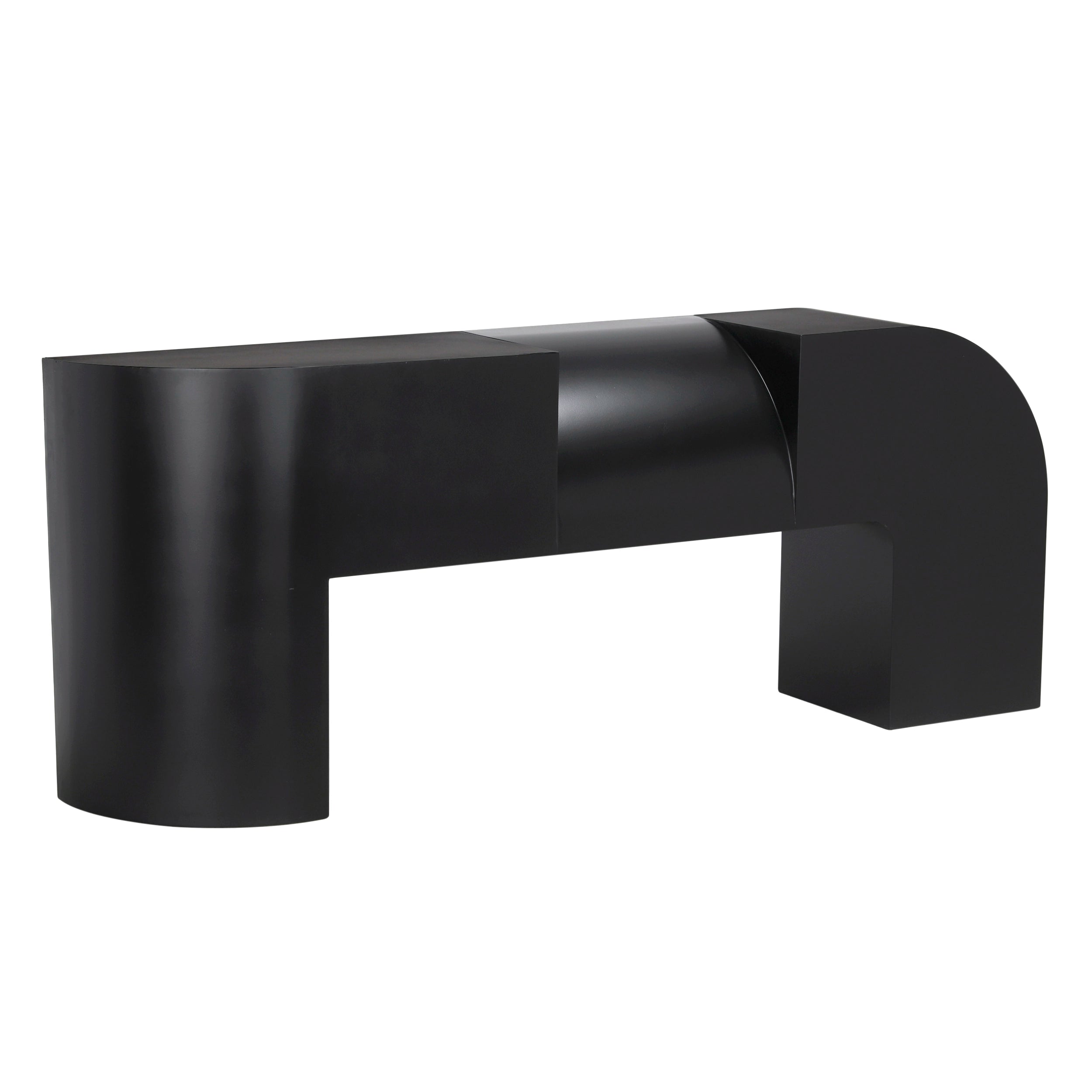 Black modern console table on a white background