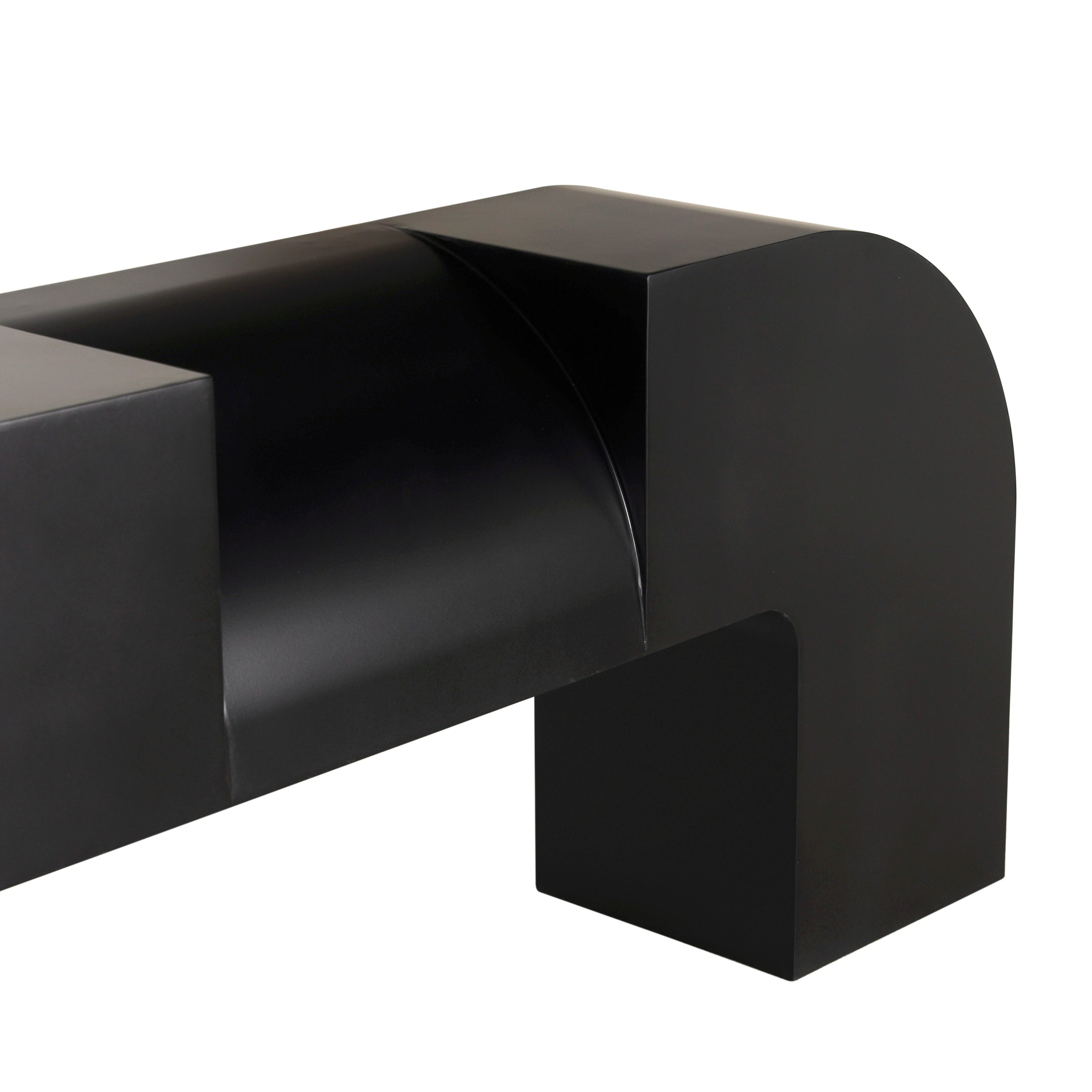 Close up of contemporary black console table