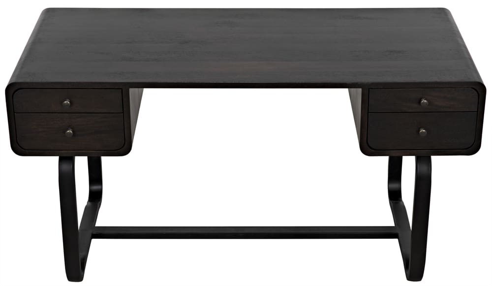 Contemporary desk with soft curves and mixed material design