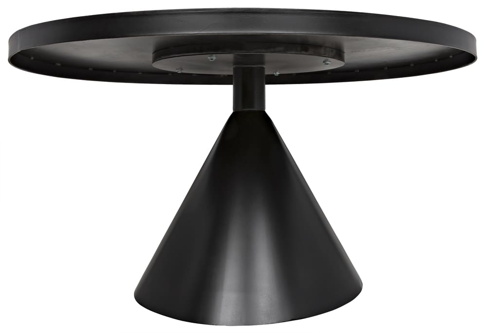 Black metal pedestal table
