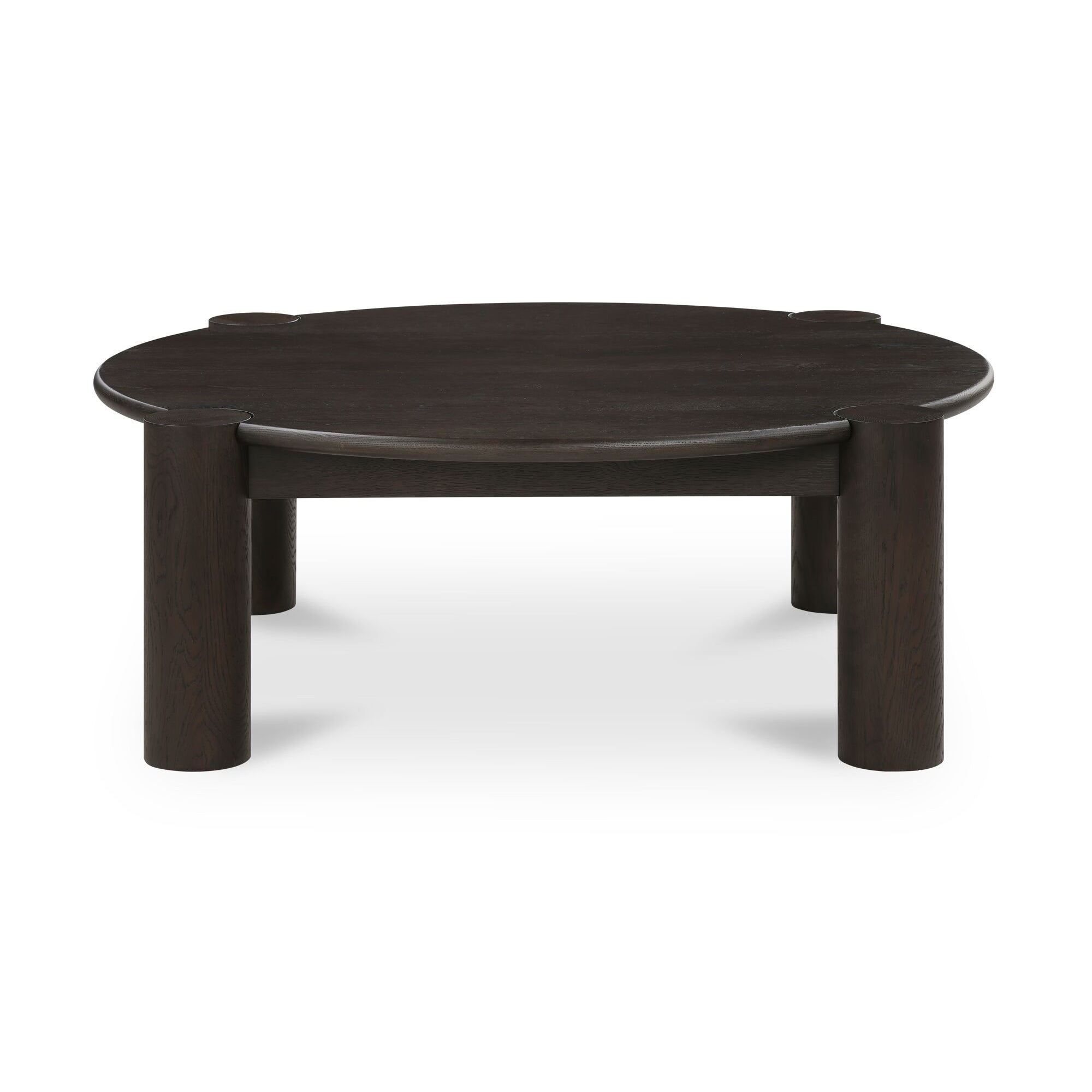 Dark wooden coffee table on a white background