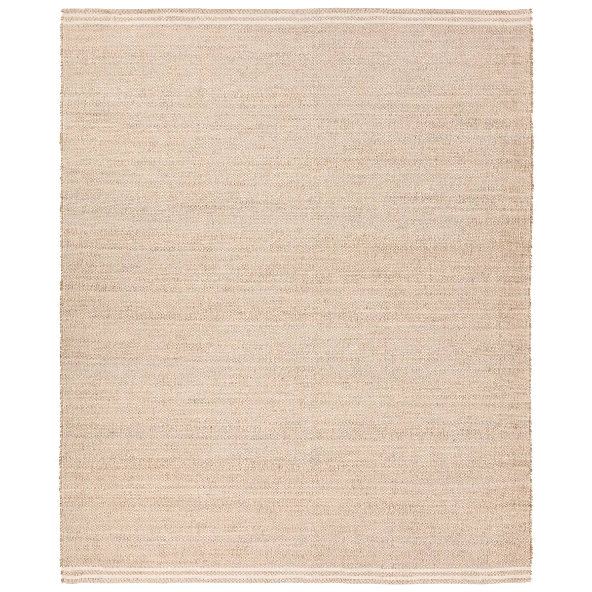 Beige rug with a subtle pattern on a white background