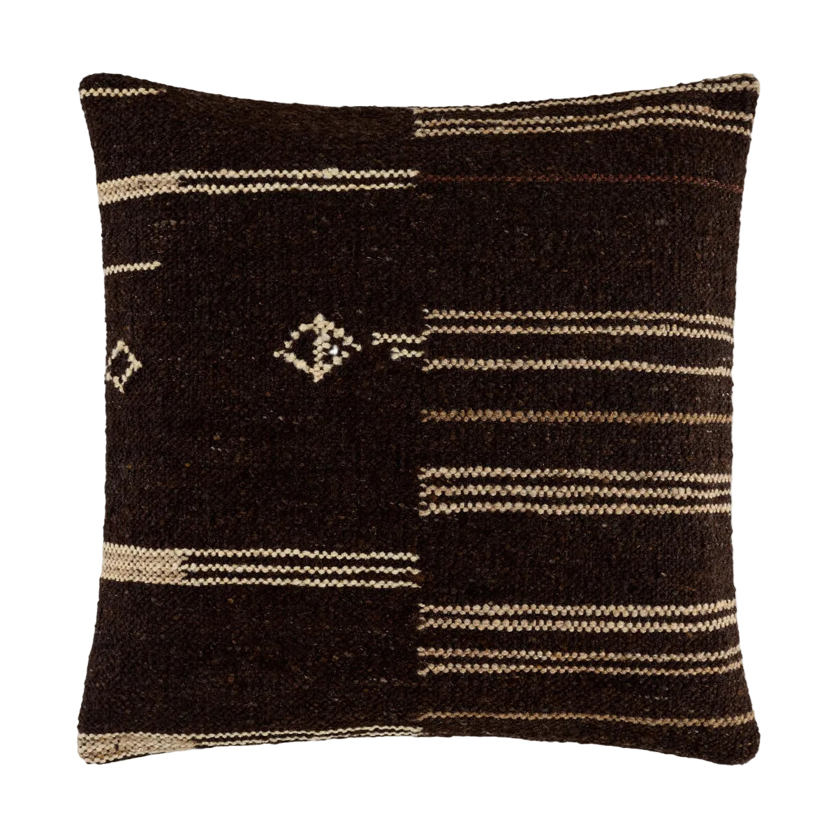 Decorative pillow with brown and beige pattern on a white background