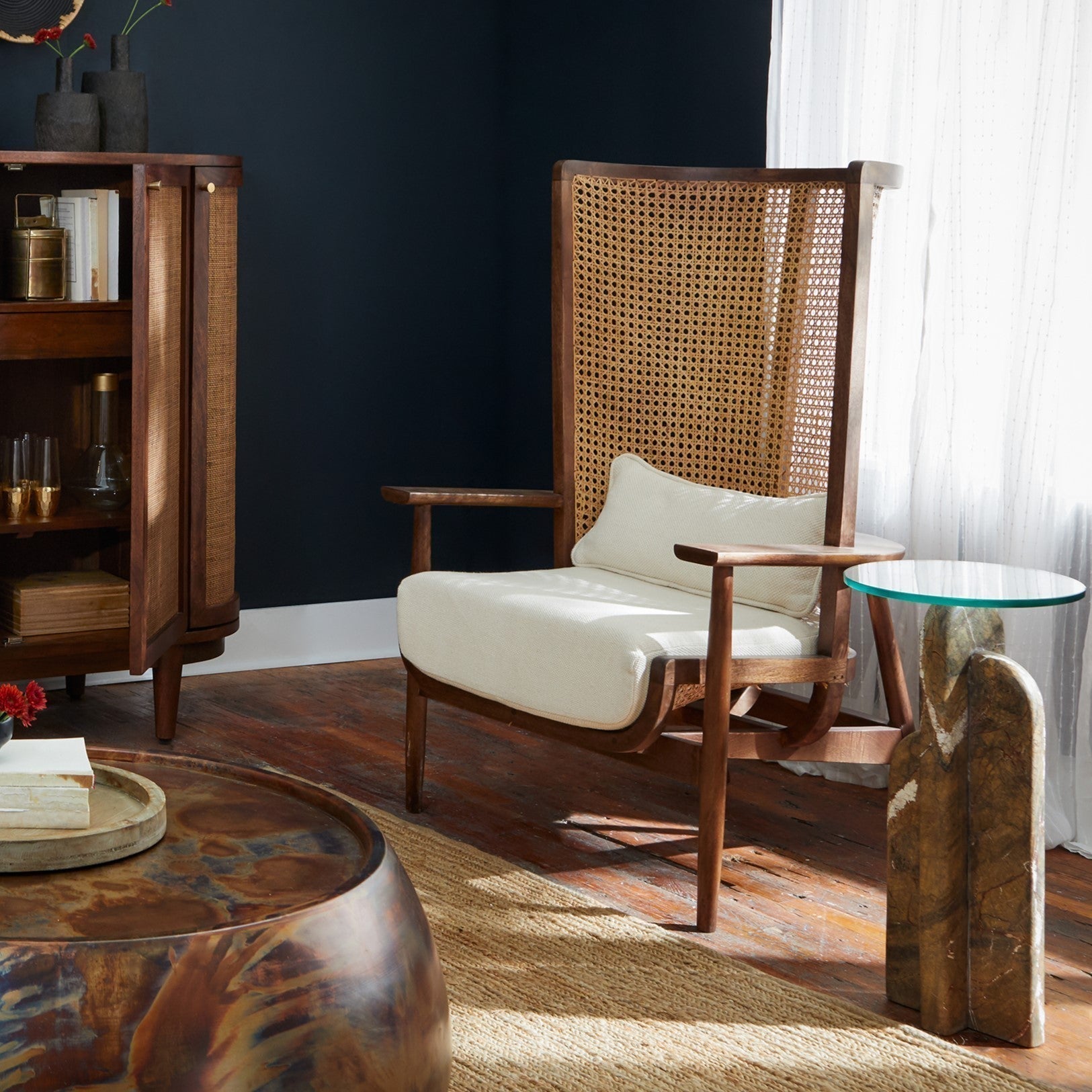 Wingman Cane Accent Chair