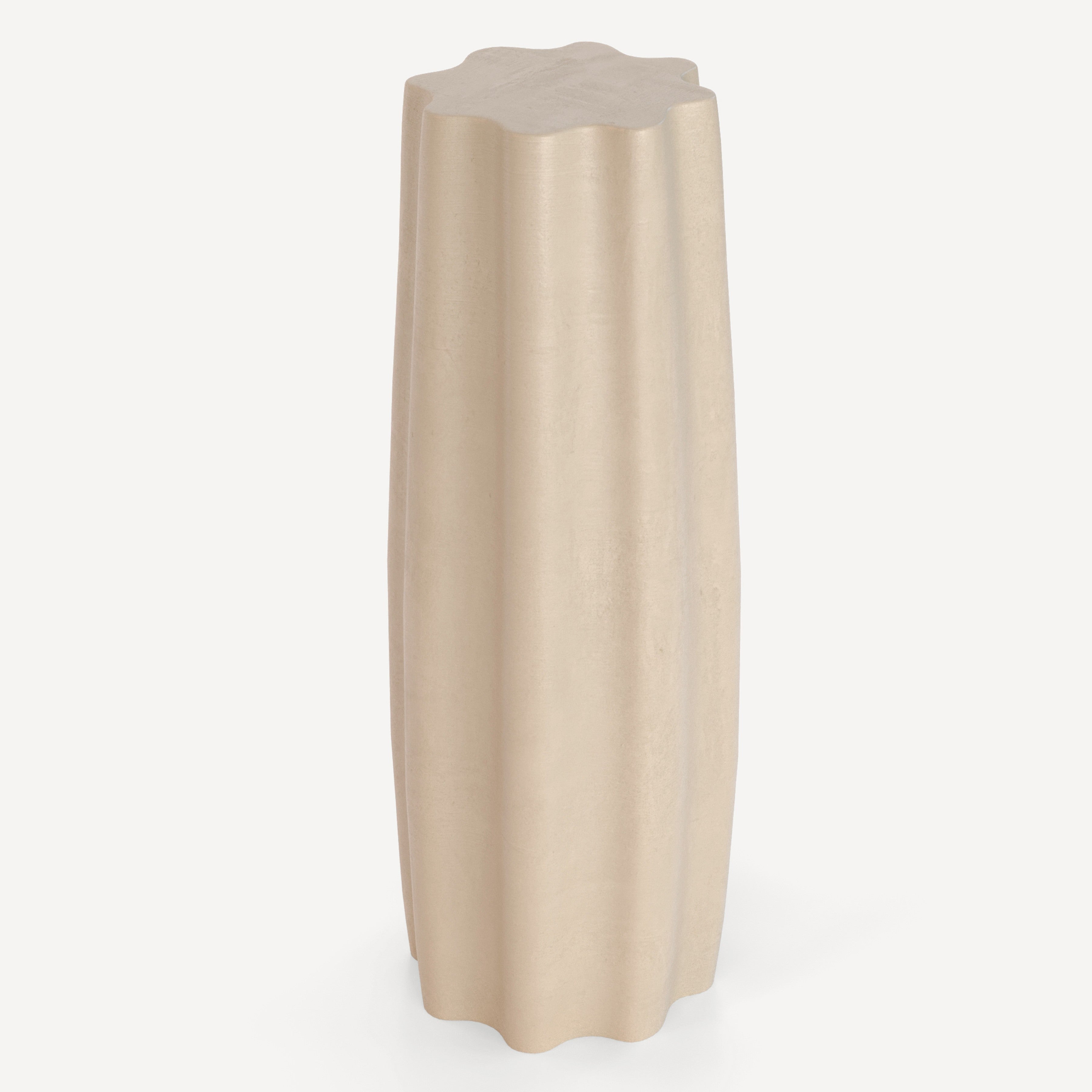 Beige concrete side table on a white background