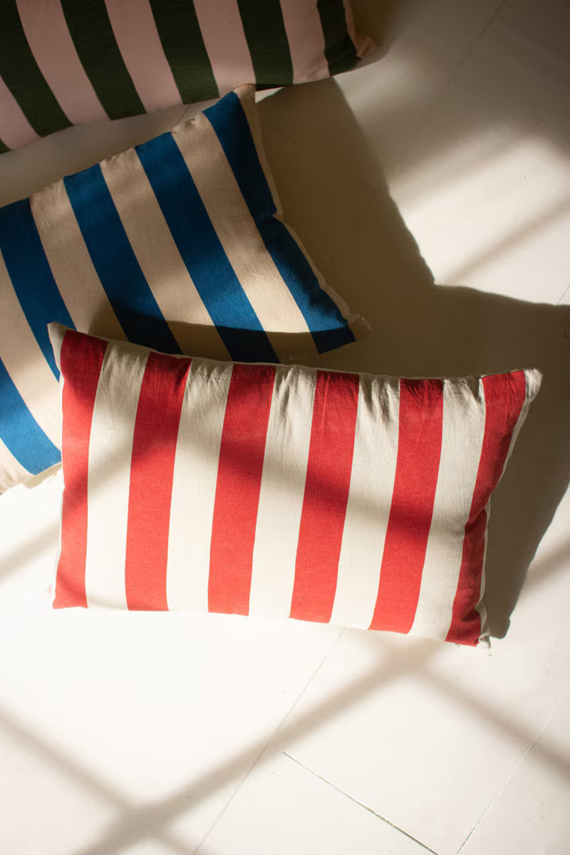 Set of 3 Canvas Printed Striped Pillows