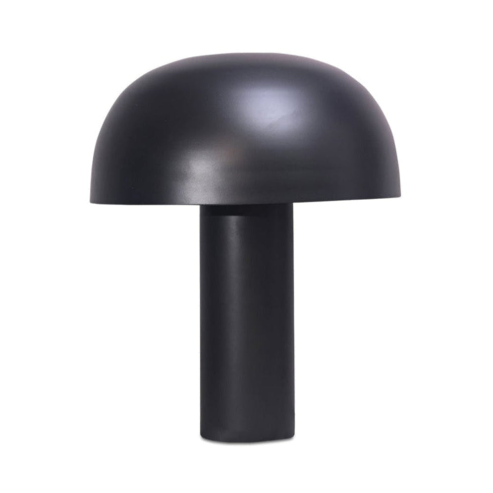 Black mushroom-shaped lamp on a white background