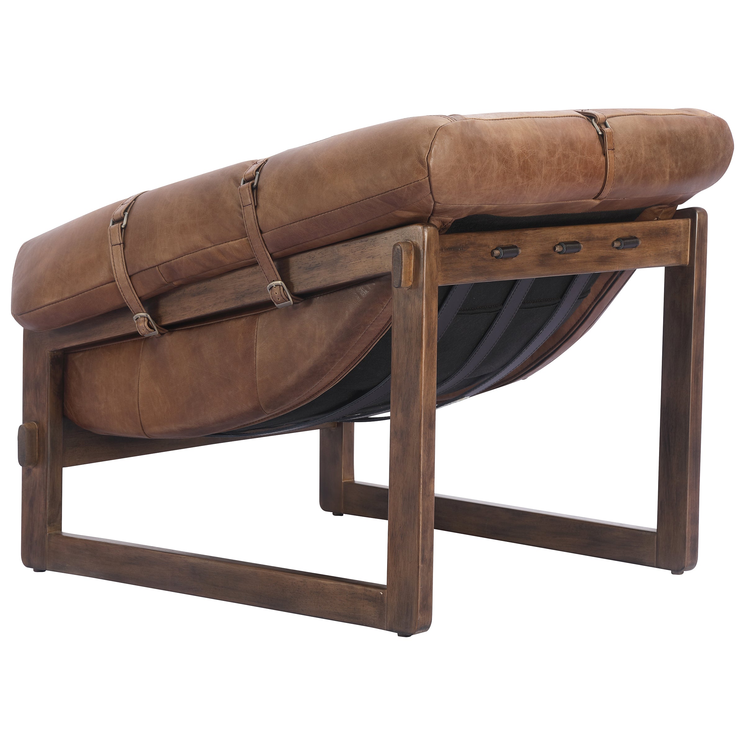 Brown leather recliner chair on a white background