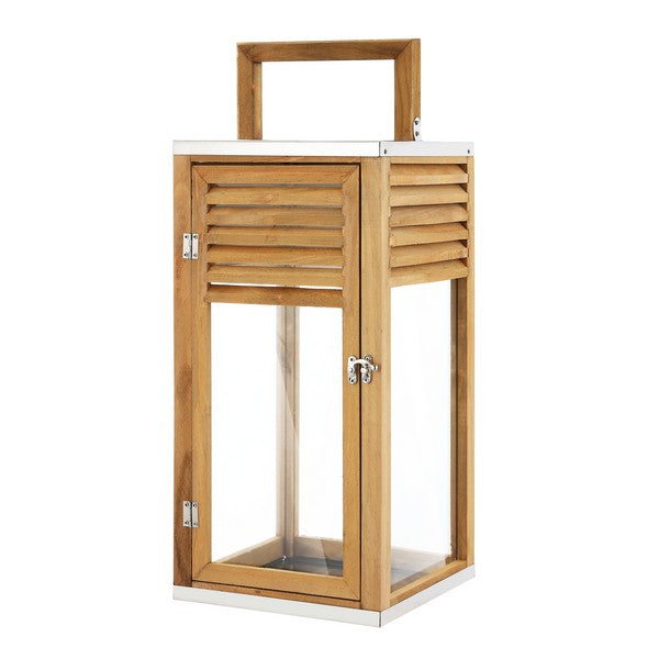 Wooden lantern with glass panels on a white background