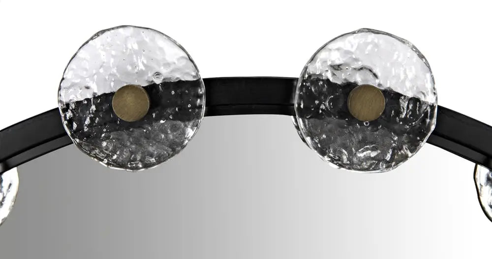 Moira Mirror with Glass Details, Black Metal