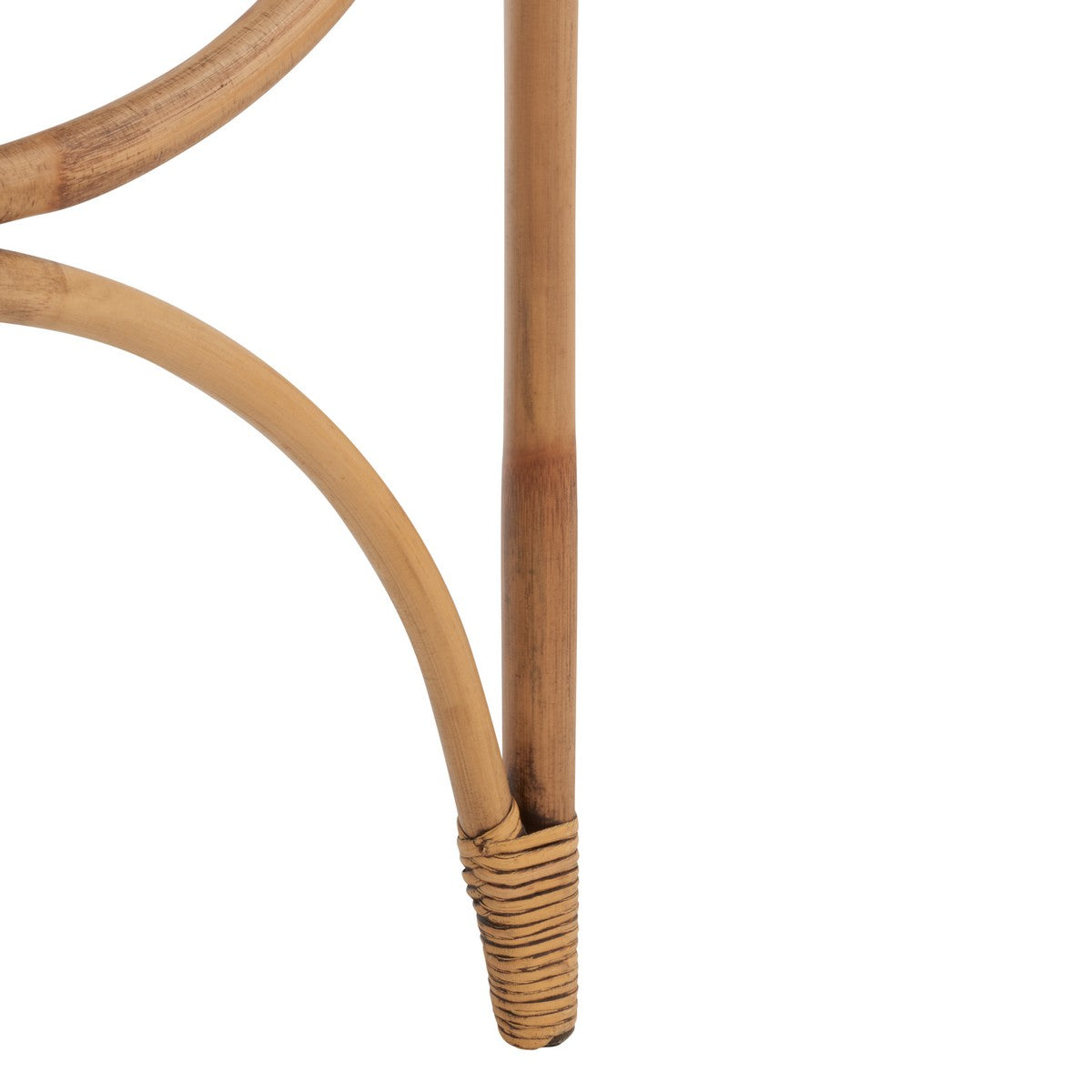 Close-up of a bamboo chair leg on a white background