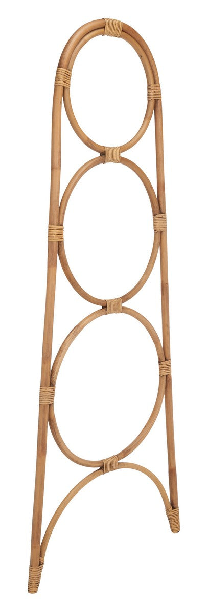 Bamboo plant stand with oval-shaped tiers on a white background