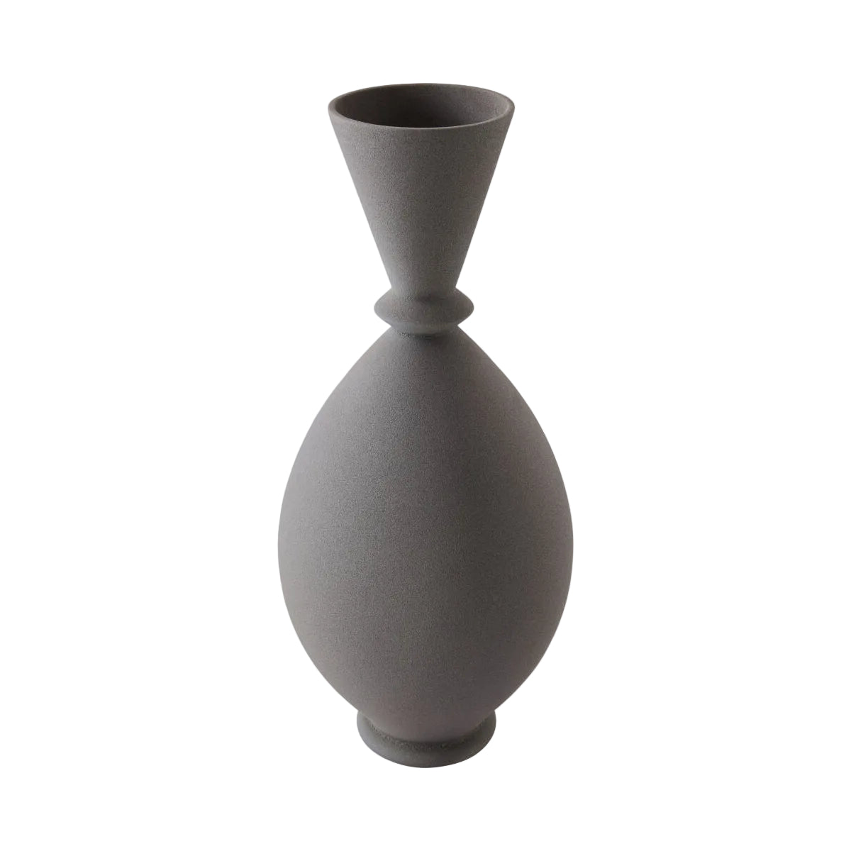 Gray ceramic vase on a light gray background