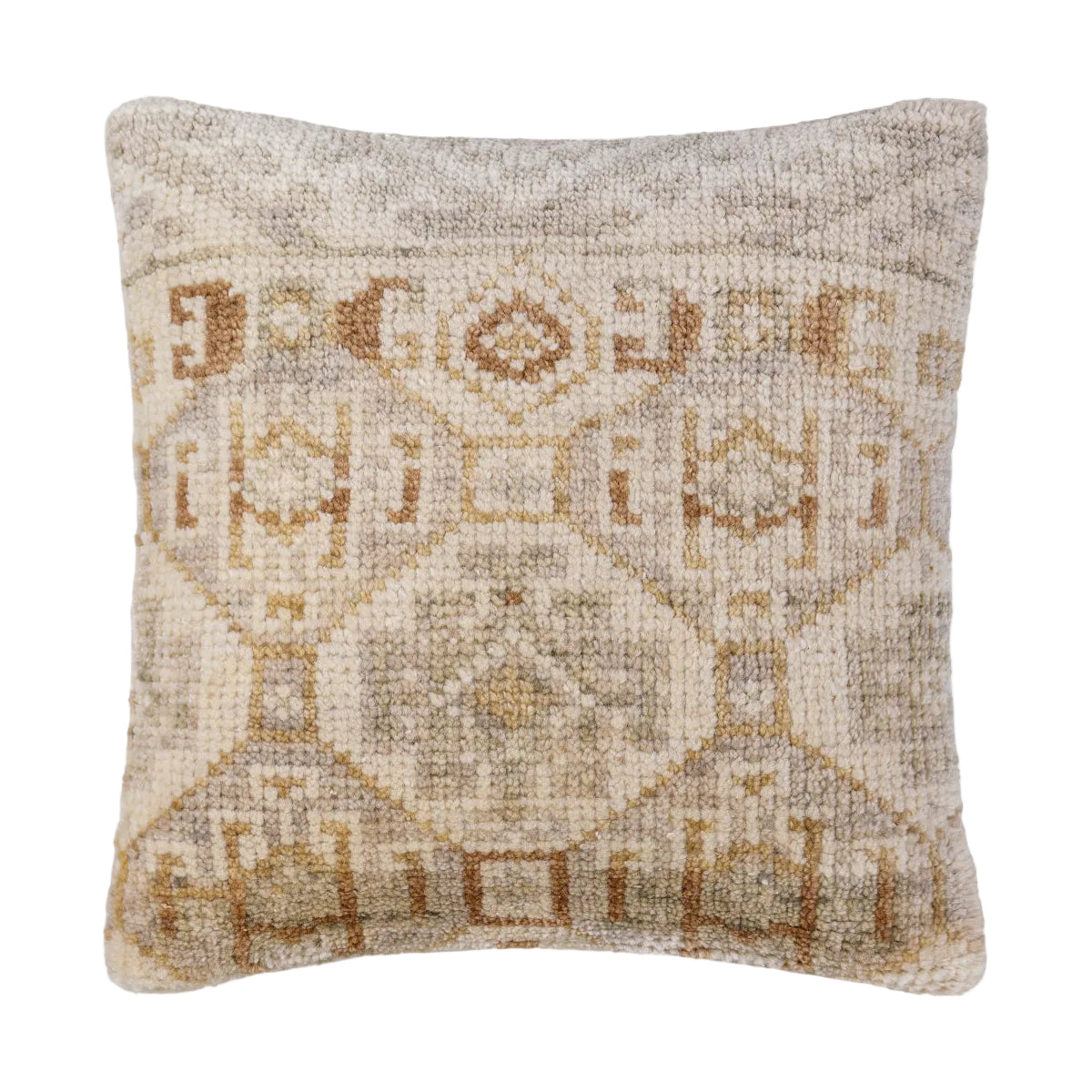 Textured pillow with geometric pattern on a white background