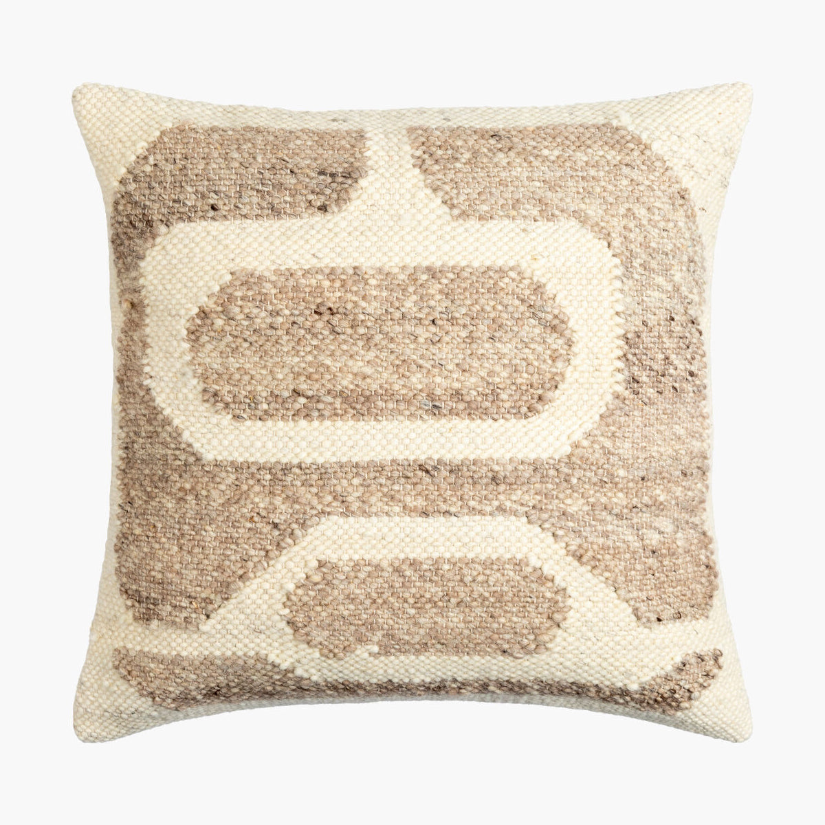 Decorative pillow with geometric pattern on a white background