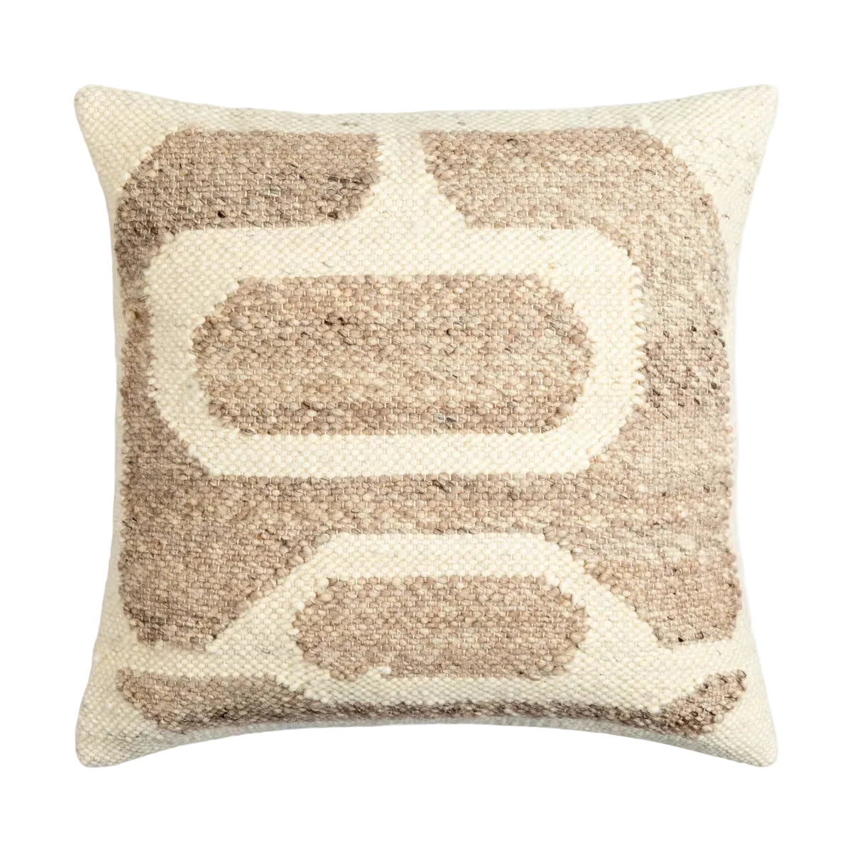 Decorative pillow with geometric pattern on a white background