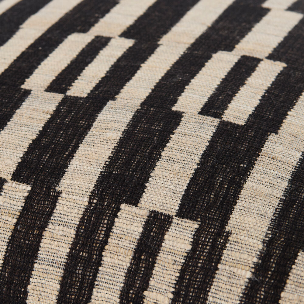 Close-up of a black and white patterned fabric
