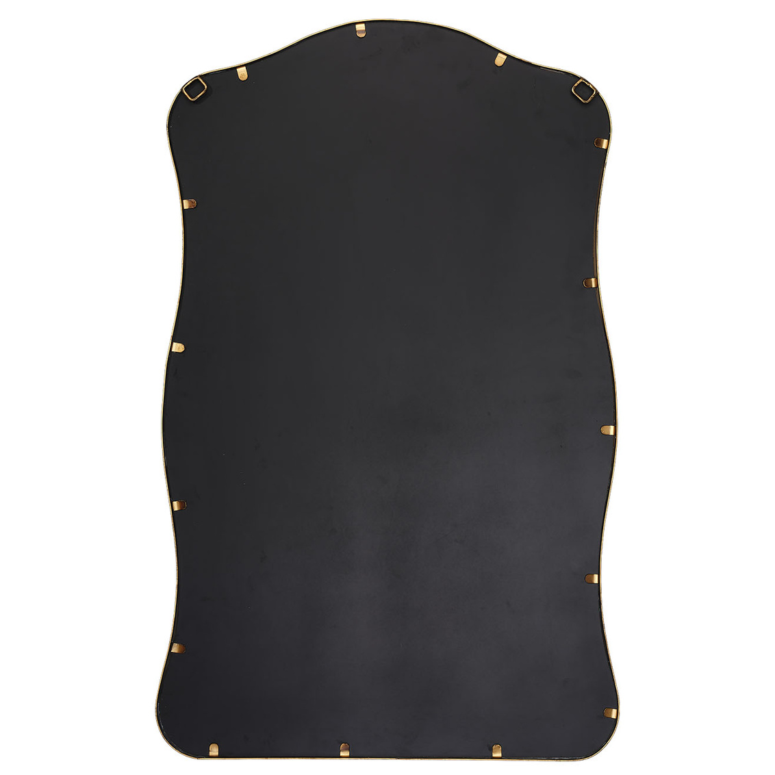 Back of wavy brass wall mirror with D-loops