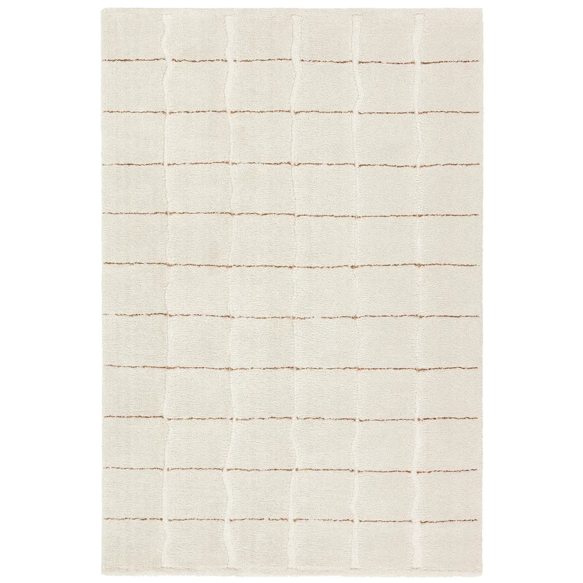 Beige rug with subtle pattern on a white background