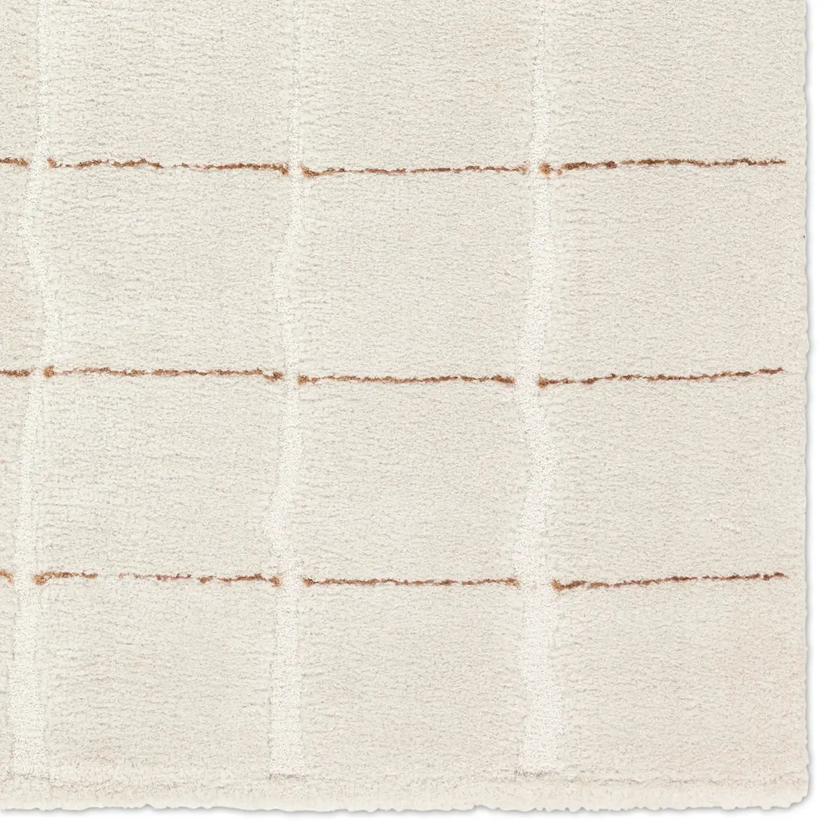 Close-up of a textured rug with horizontal lines on a white background