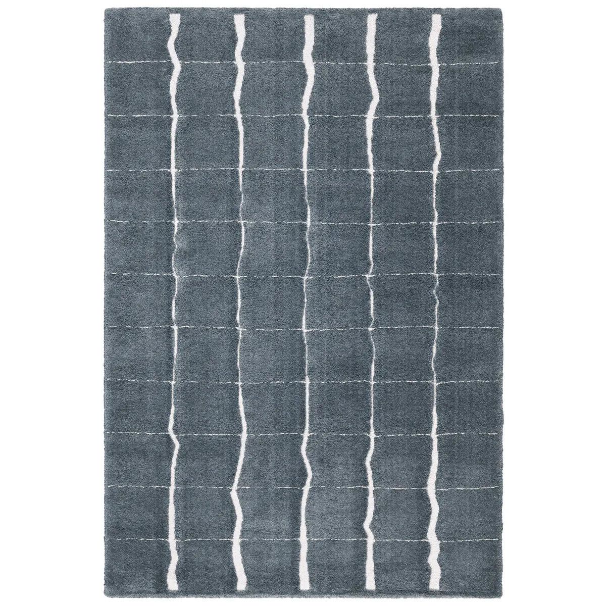 Gray rug with white wavy lines on a white background