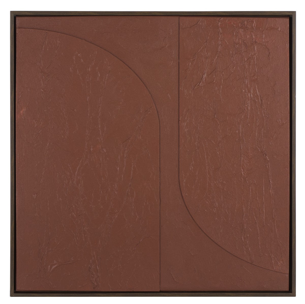 Abstract art piece with brown tones and a textured surface.
