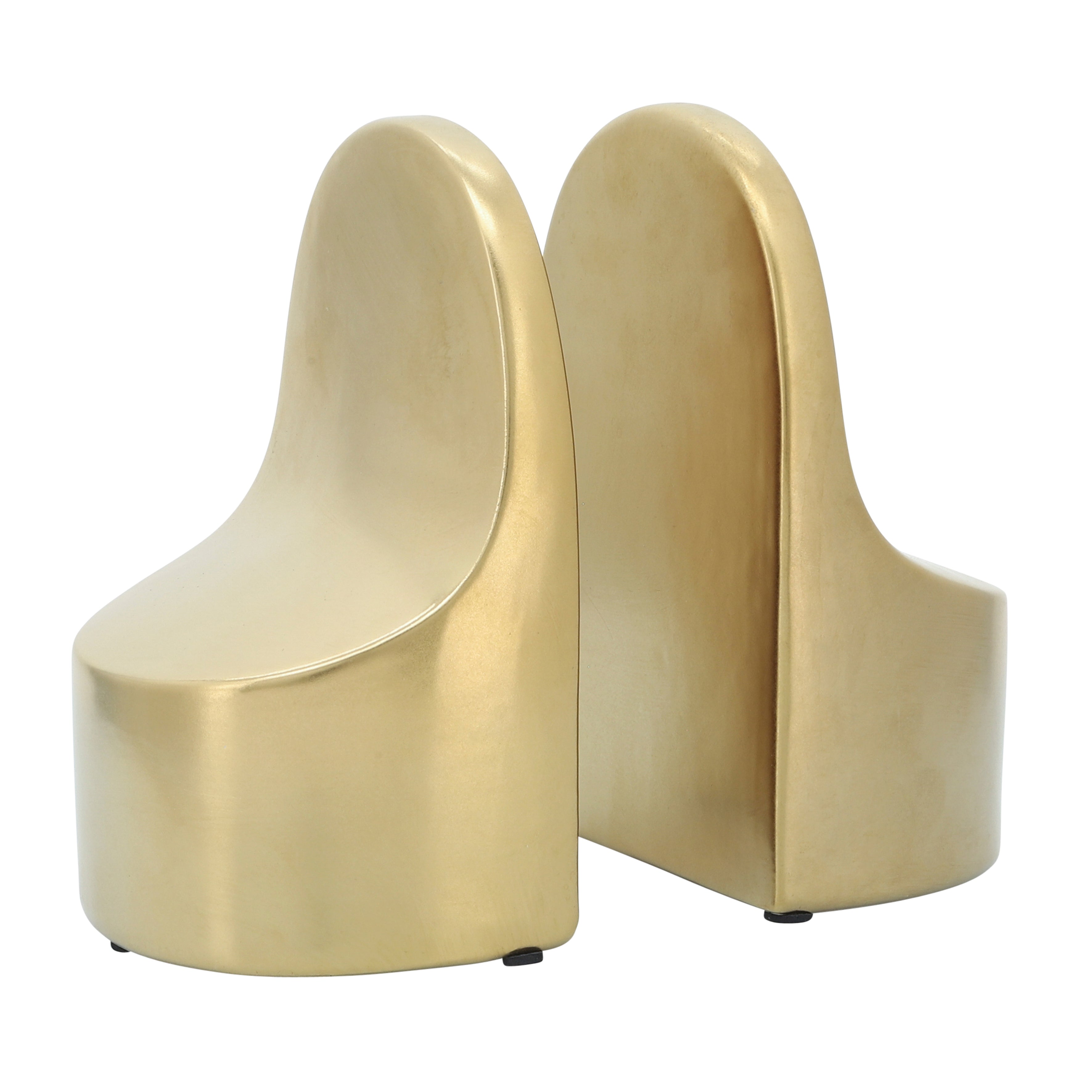 Pair of gold bookends on a white background