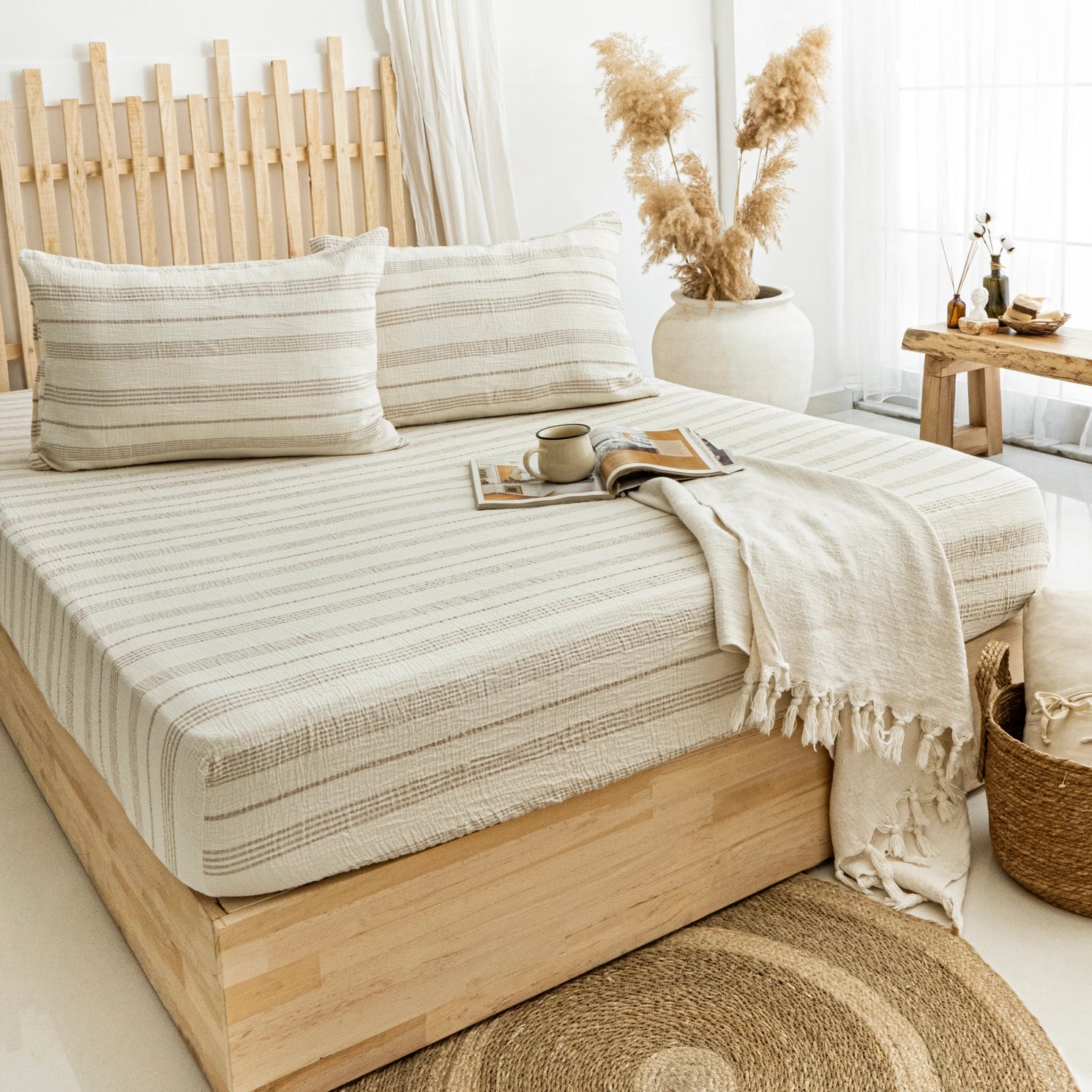 Organic Muslin Fitted Sheet Bedding Set