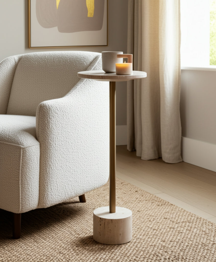 Leontis Travertine Accent Table