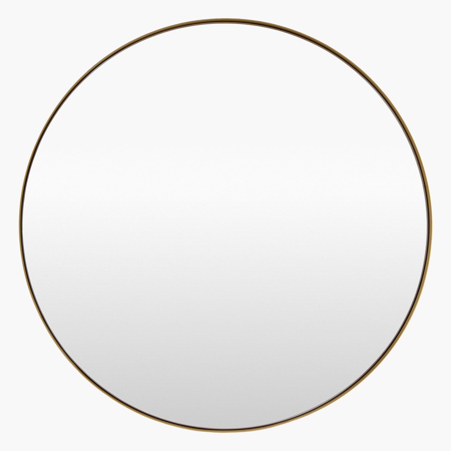 Round mirror with a gold frame on a white background