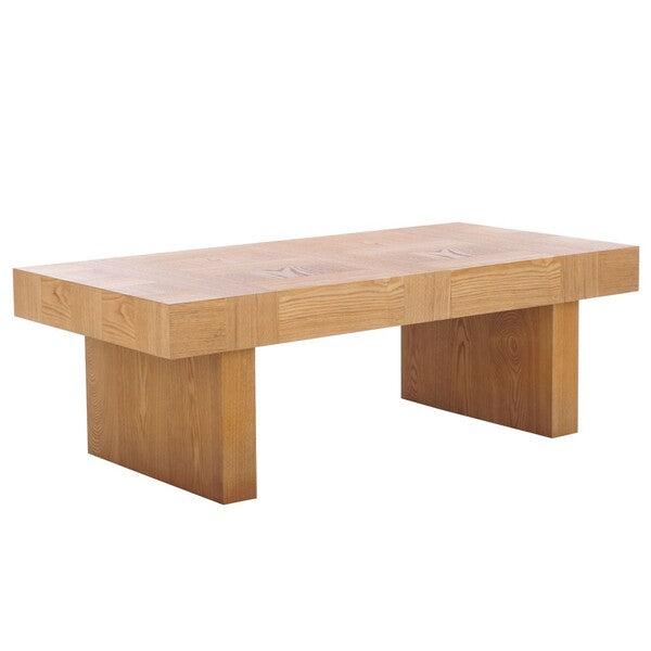 Wooden coffee table on a white background