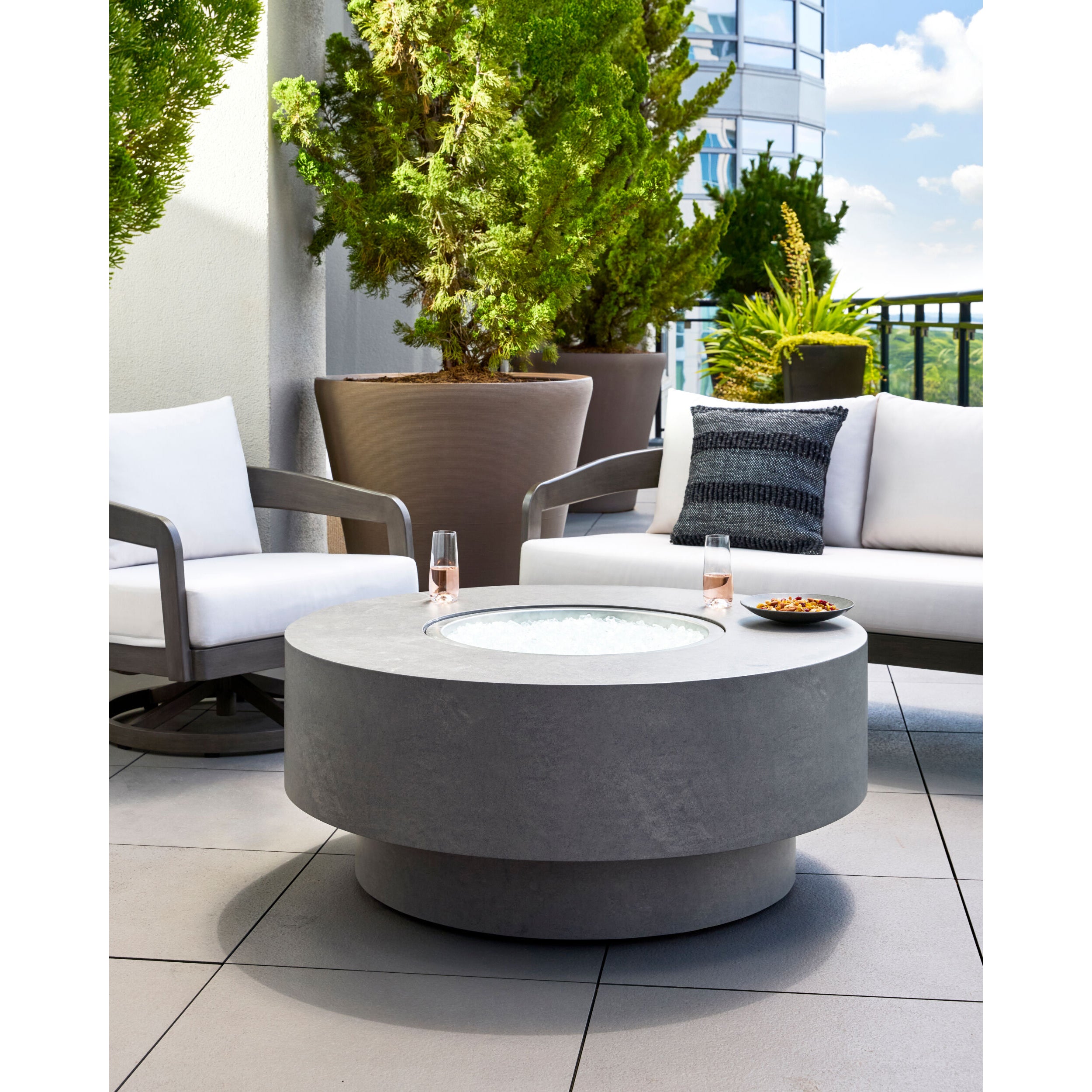 gray striped woven throw pillow on outdoor couch