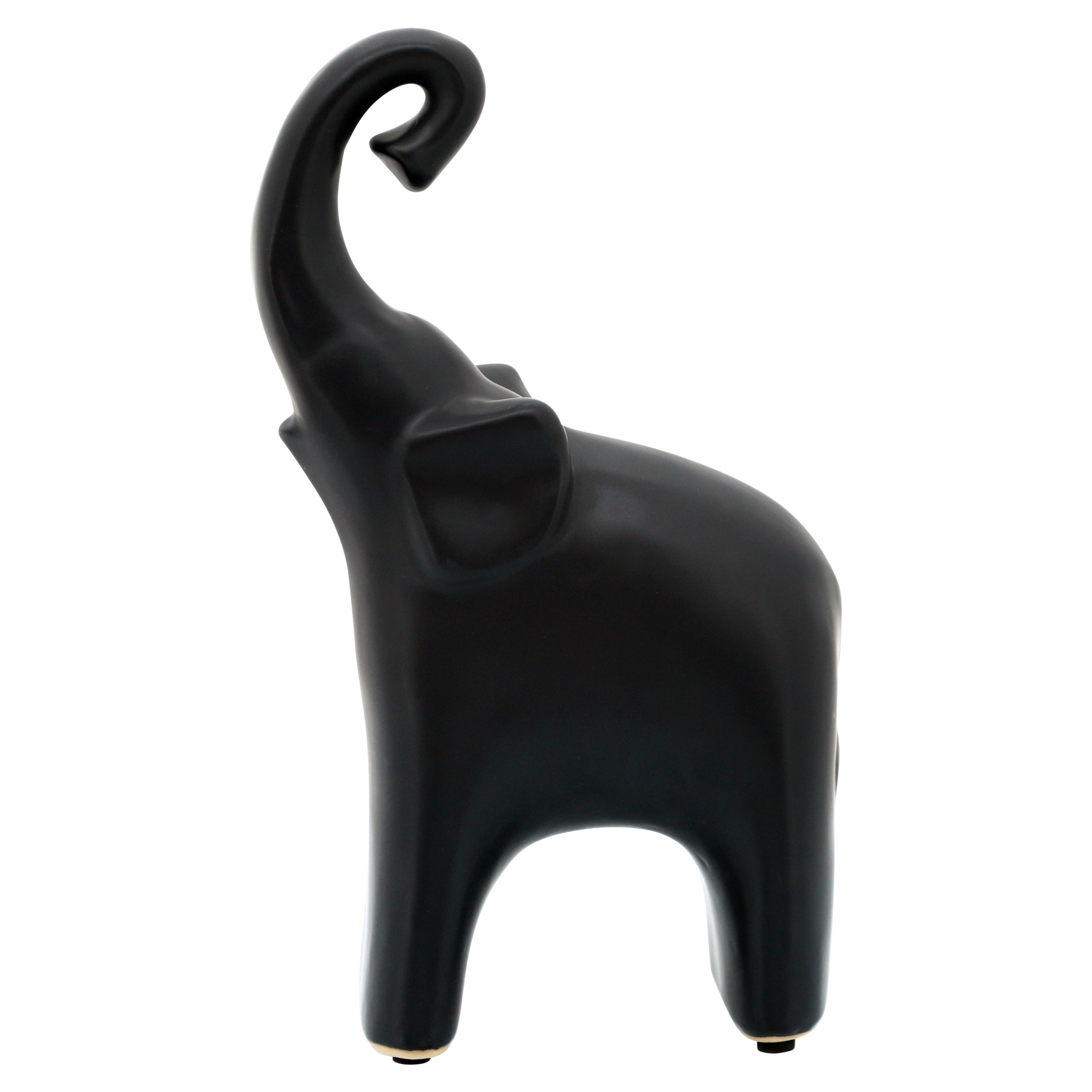Black elephant-shaped object on a white background
