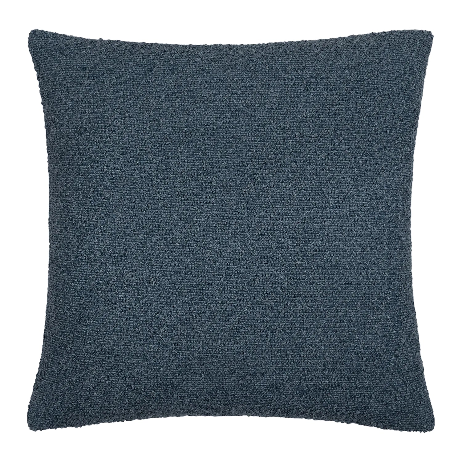 Textured blue pillow on a light gray background