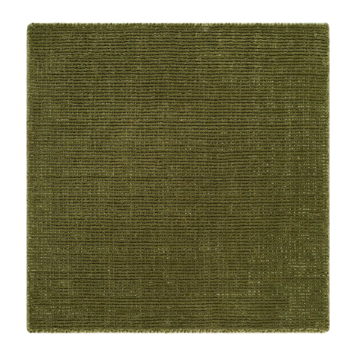 Square green rug with a textured pattern on a white background