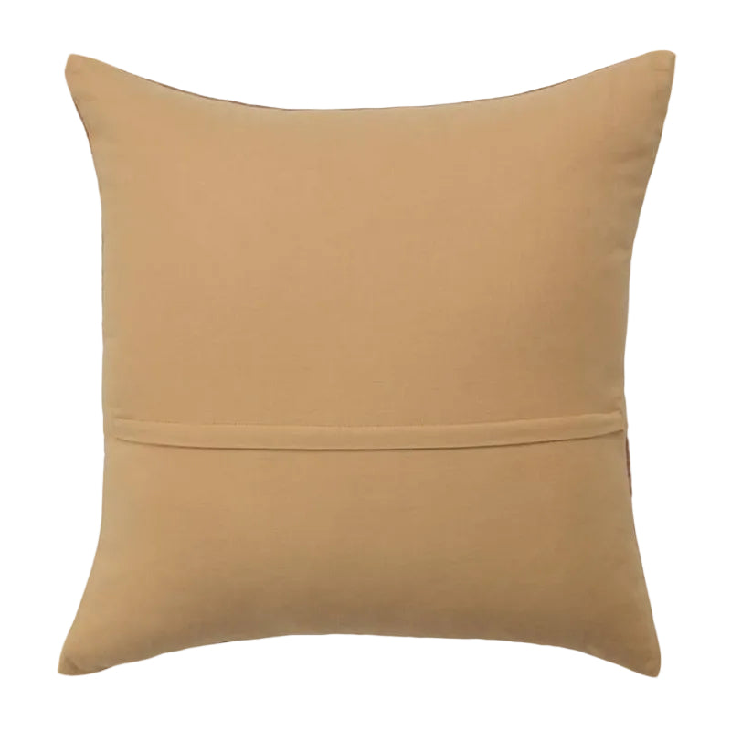 Beige pillow with a subtle stripe on a white background