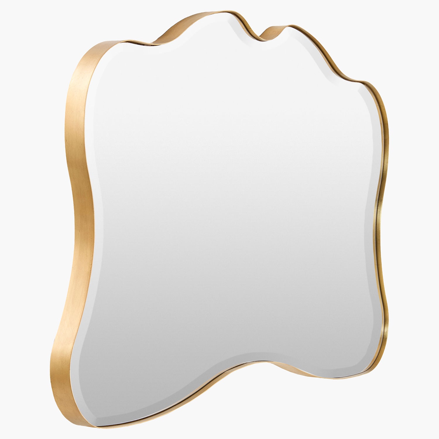 Decorative mirror with a gold frame on a white background