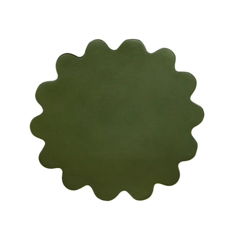 Green textured side table on a white background