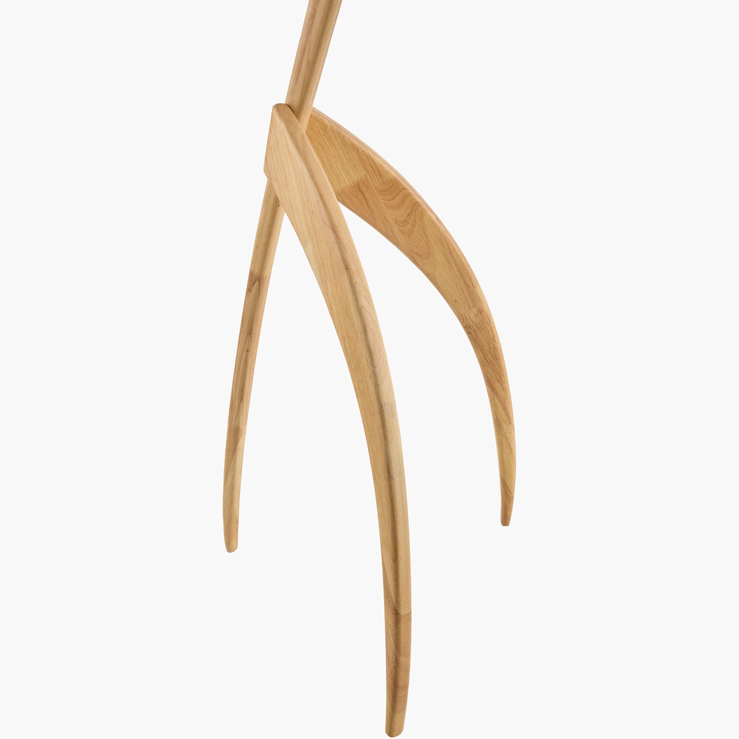 Wooden coat stand with a minimalist design on a white background