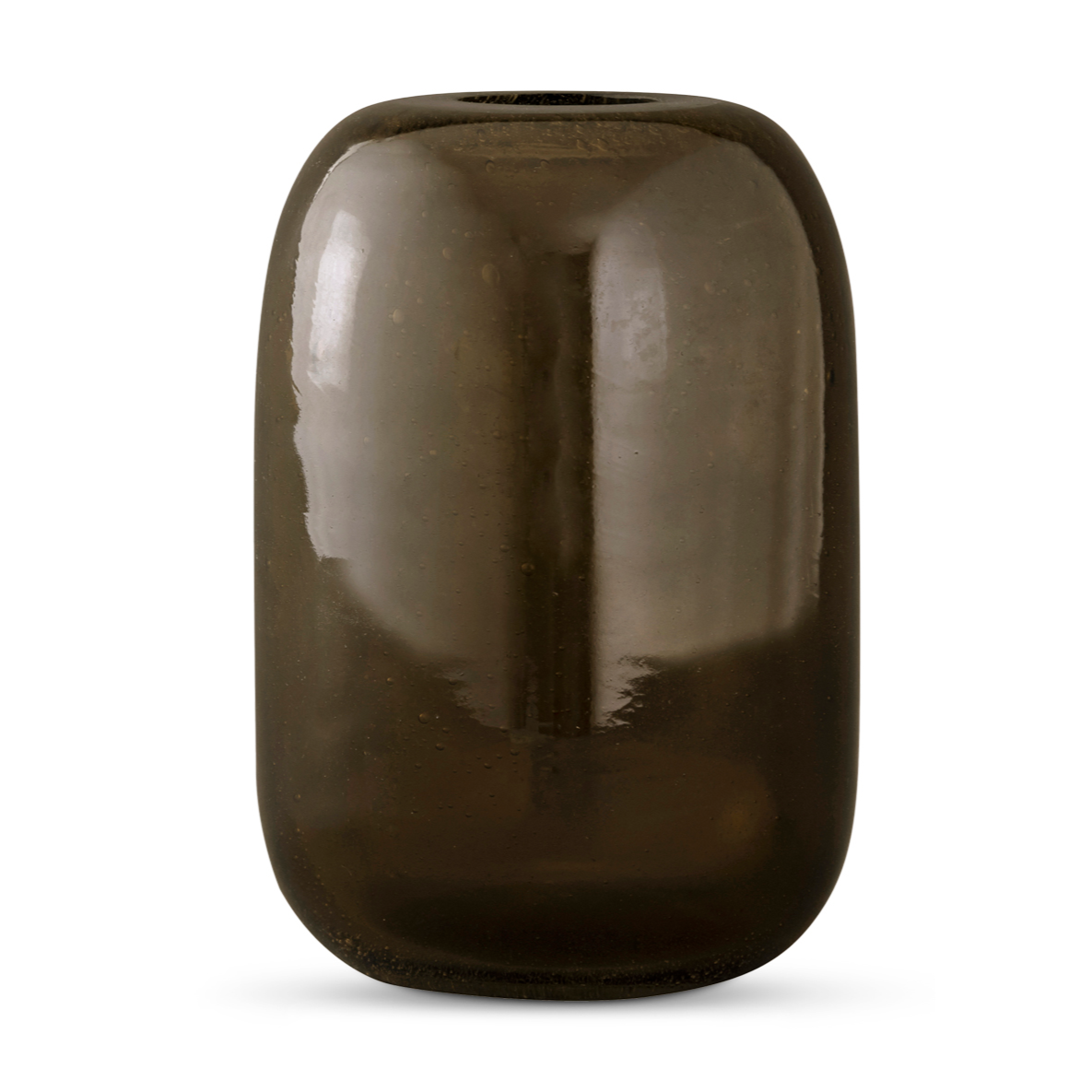 Olive glass vase on a white background